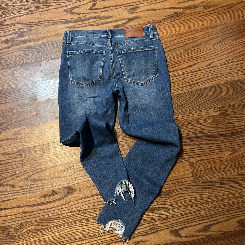 NWOT Lucky Brand Ava Mid-Rise Destroyed Hem Skinny Jeans Sz 4 - Picture 2 of 4